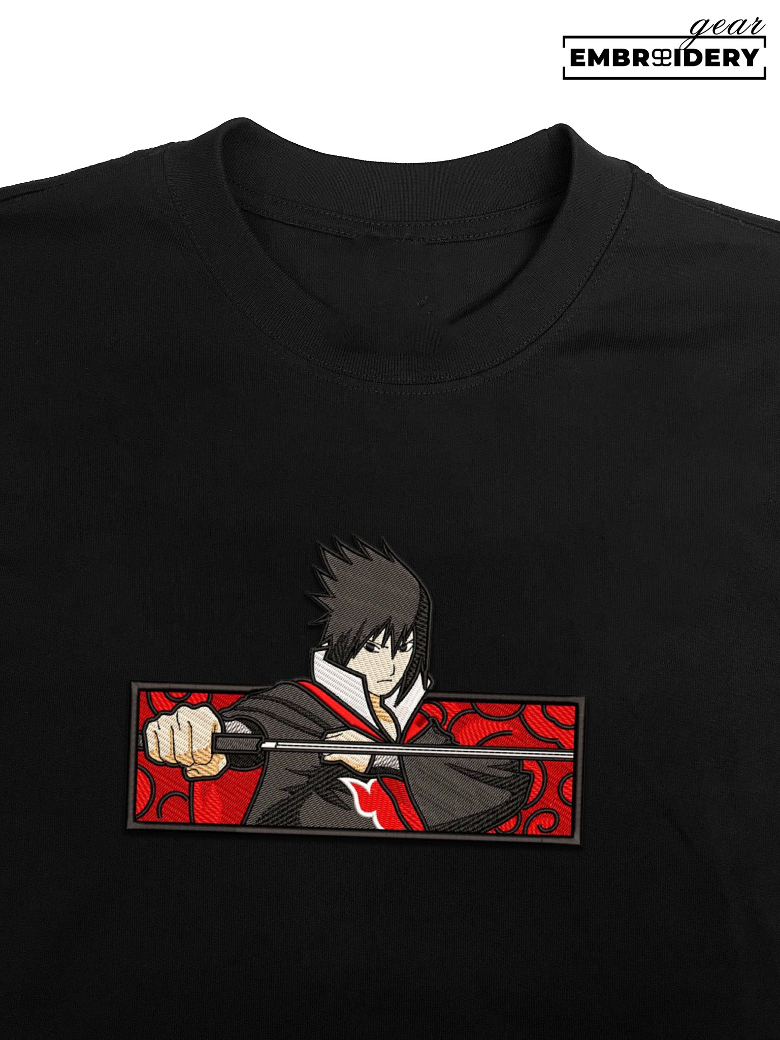 Sasuke uchiha Naruto Anime Embroidered Design Personalized Embroidered T Shirt Sweatshirt Hoodie Clothing NRT246