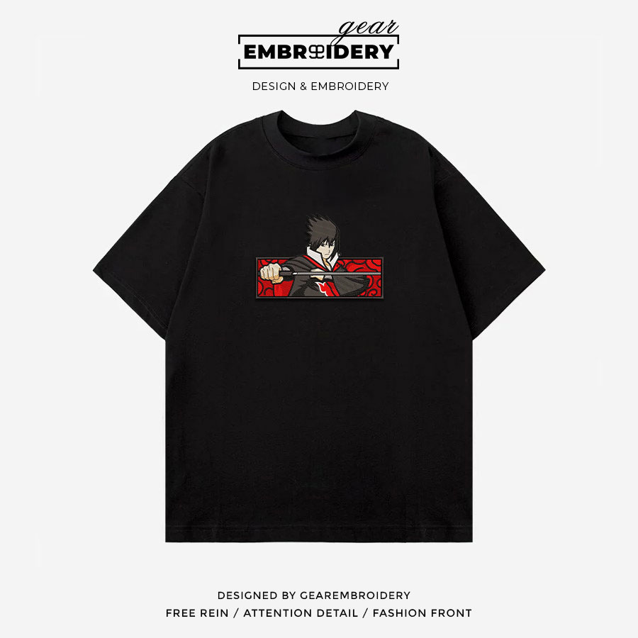 Sasuke uchiha Naruto Anime Embroidered Design Personalized Embroidered T Shirt Sweatshirt Hoodie Clothing NRT246