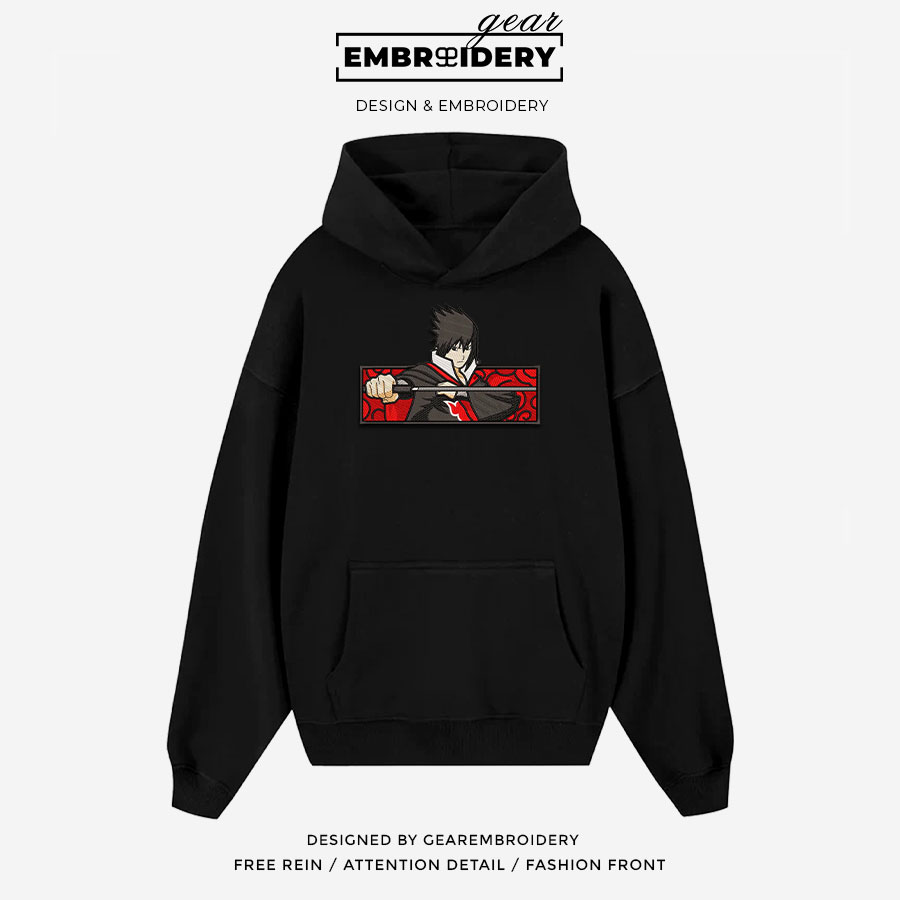 Sasuke uchiha Naruto Anime Embroidered Design Personalized Embroidered T Shirt Sweatshirt Hoodie Clothing NRT246