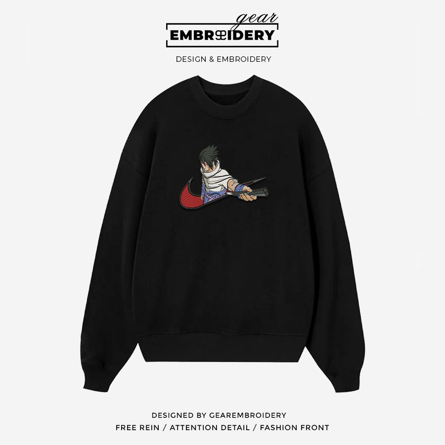Sasuke swoosh nike Naruto Anime Embroidered Design Personalized Embroidered T Shirt Sweatshirt Hoodie Clothing NRT245