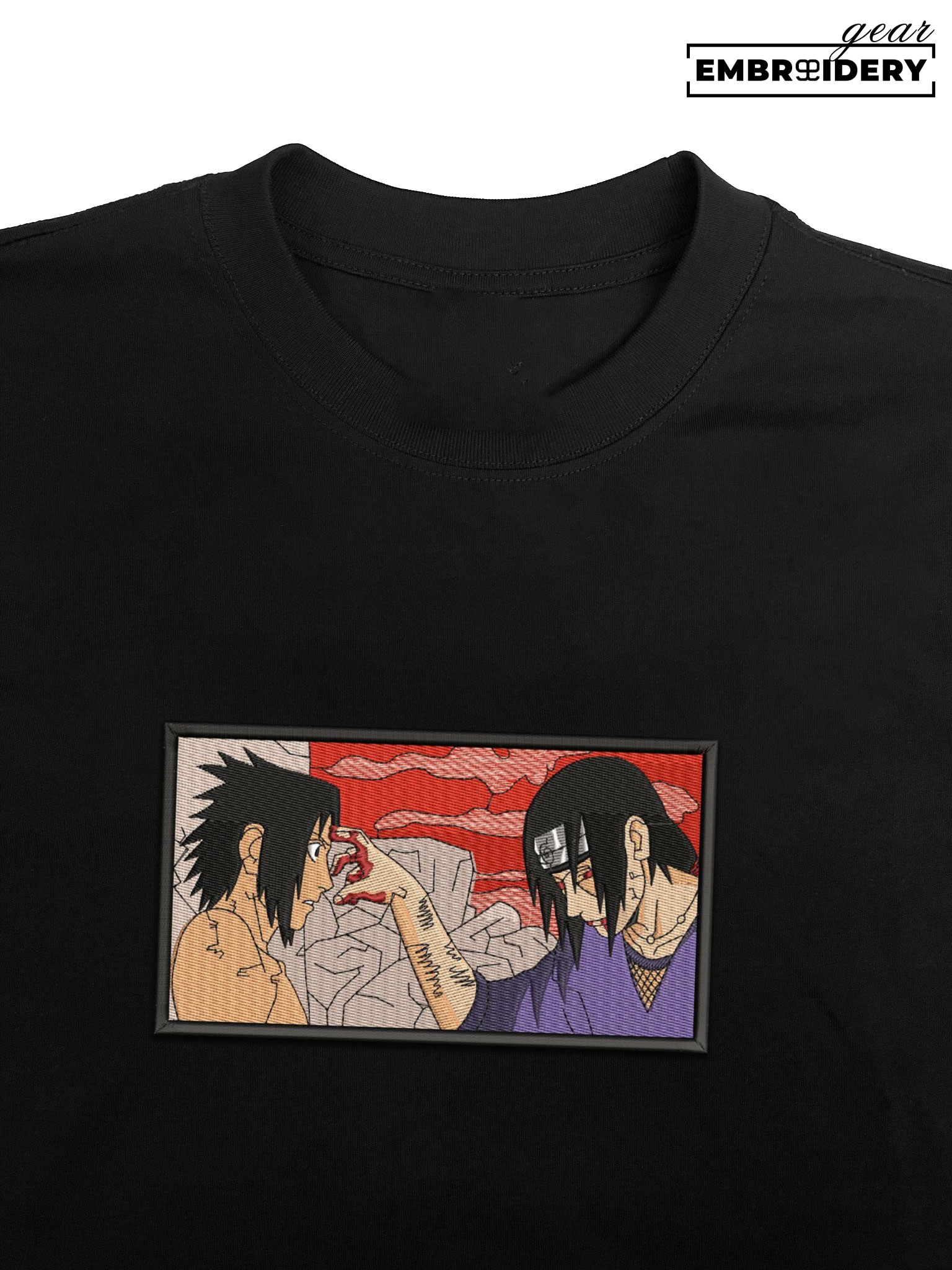 Sasuke itachi Naruto Anime Embroidered Design Personalized Embroidered T Shirt Sweatshirt Hoodie Clothing NRT233