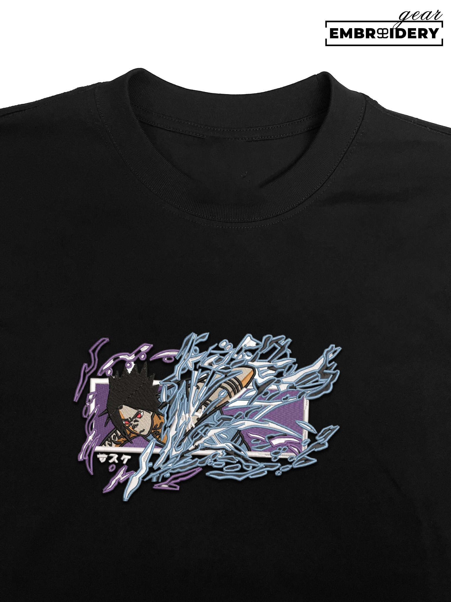 Sasuke chidori Naruto Anime Embroidered Design Personalized Embroidered T Shirt Sweatshirt Hoodie Clothing NRT230