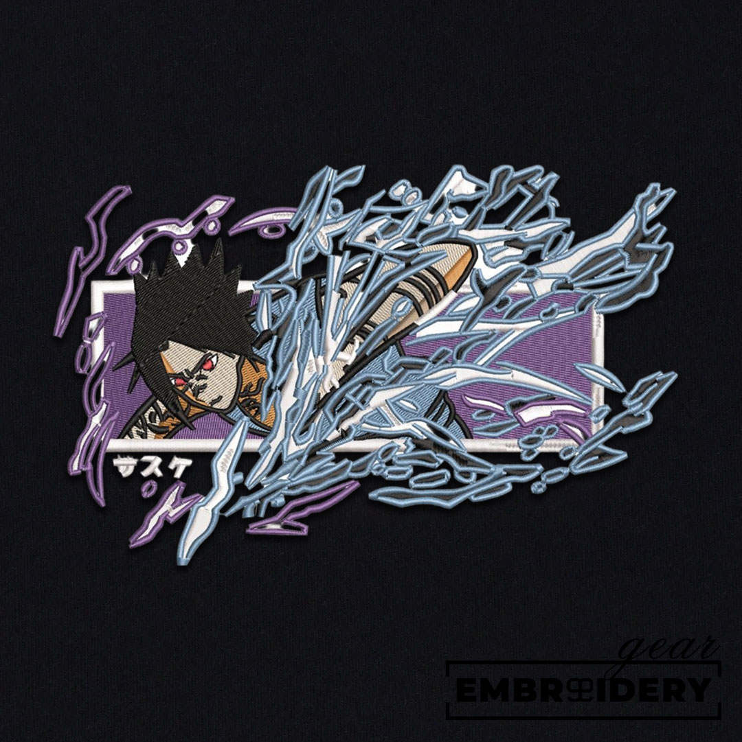 Sasuke chidori Naruto Anime Embroidered Design Personalized Embroidered T Shirt Sweatshirt Hoodie Clothing NRT230