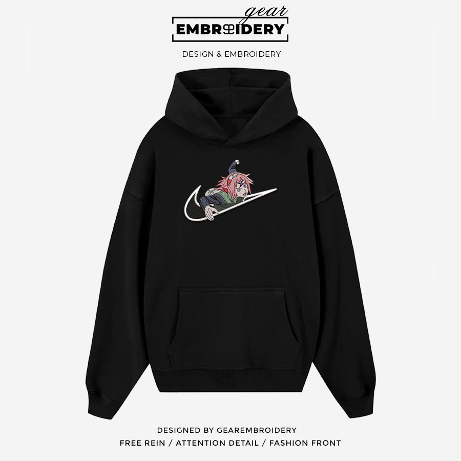 Sakura swoosh nike Naruto Anime Embroidered Design Personalized Embroidered T Shirt Sweatshirt Hoodie Clothing NRT227