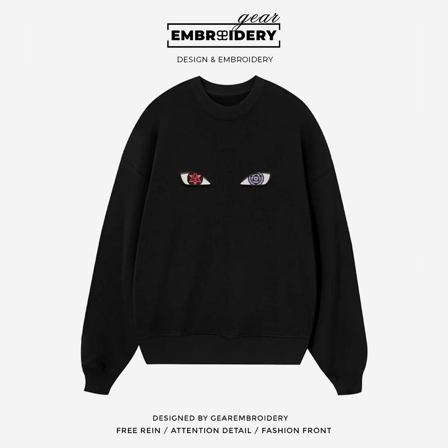 Rinnesharingan eyes Naruto Anime Embroidered Design Personalized Embroidered T Shirt Sweatshirt Hoodie Clothing NRT220