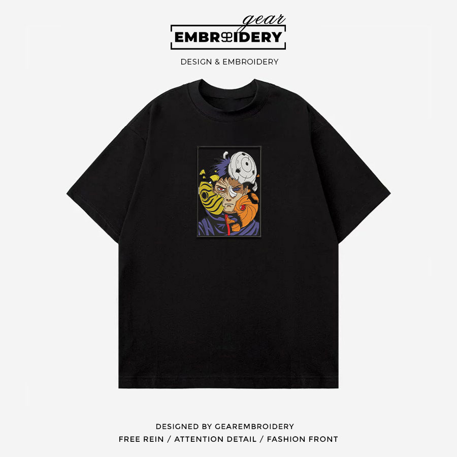 Obito masks Naruto Anime Embroidered Design Personalized Embroidered T Shirt Sweatshirt Hoodie Clothing NRT187