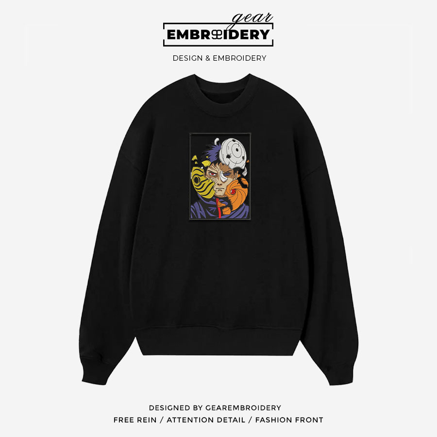 Obito masks Naruto Anime Embroidered Design Personalized Embroidered T Shirt Sweatshirt Hoodie Clothing NRT187