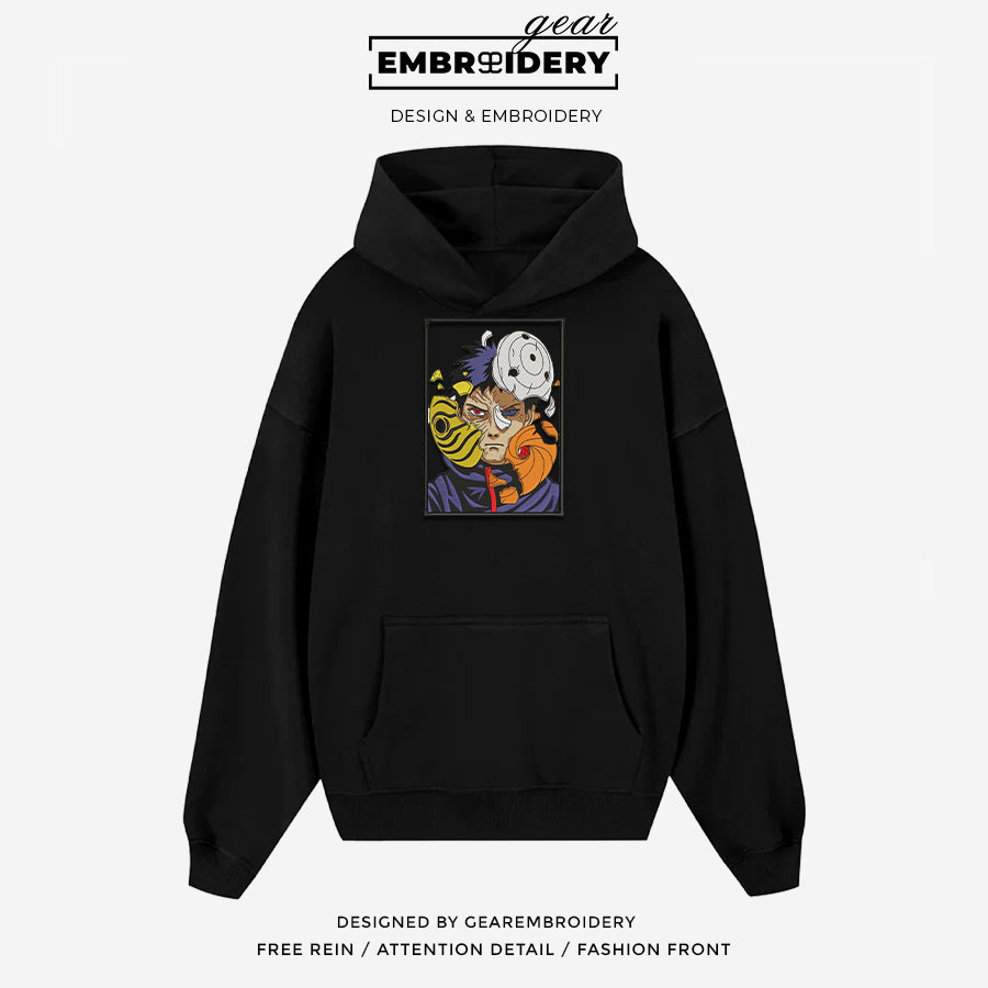 Obito masks Naruto Anime Embroidered Design Personalized Embroidered T Shirt Sweatshirt Hoodie Clothing NRT187