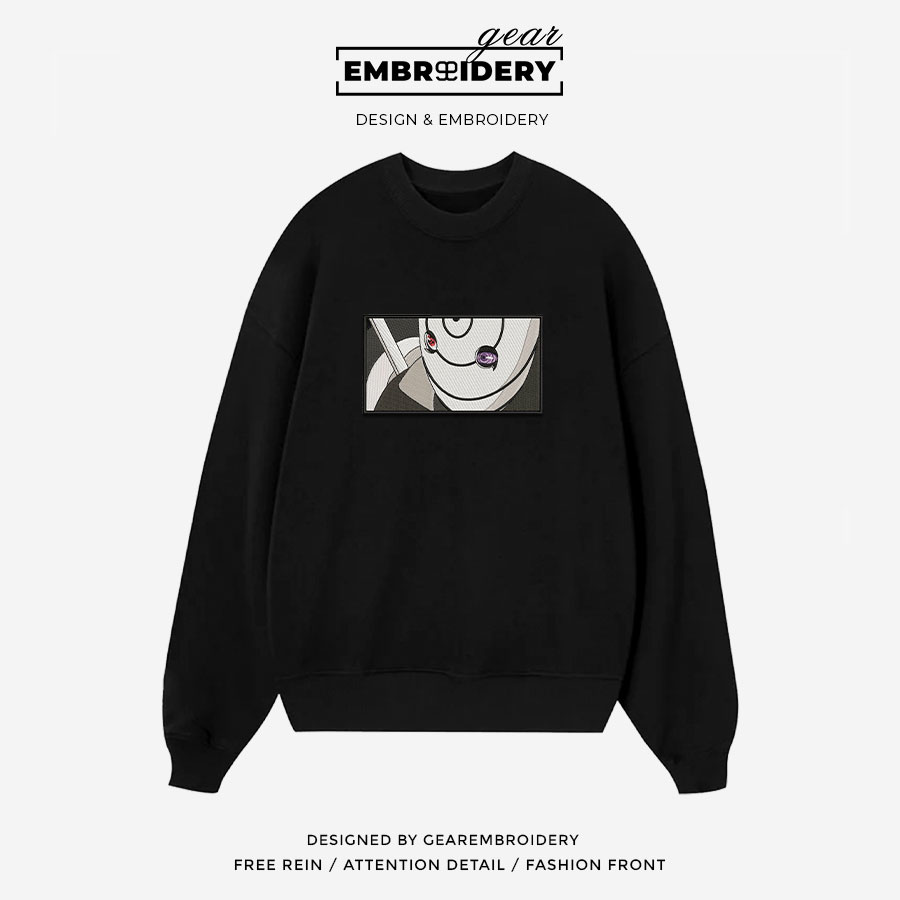 Obito mask Naruto Anime Embroidered Design Personalized Embroidered T Shirt Sweatshirt Hoodie Clothing NRT186