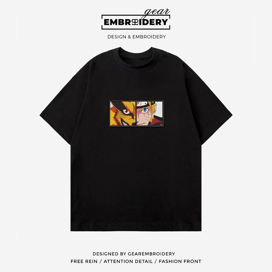Naruto x Kurama Naruto Anime Embroidered Design Personalized Embroidered T Shirt Sweatshirt Hoodie Clothing NRT179