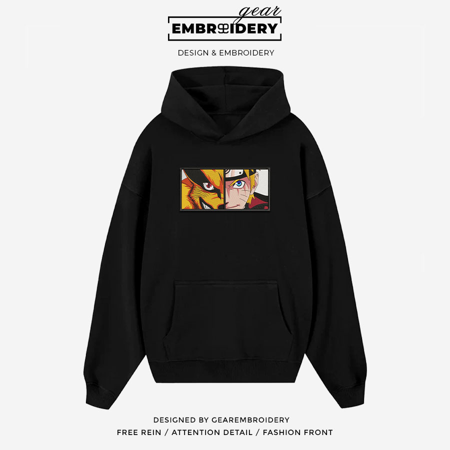 Naruto x Kurama Naruto Anime Embroidered Design Personalized Embroidered T Shirt Sweatshirt Hoodie Clothing NRT179