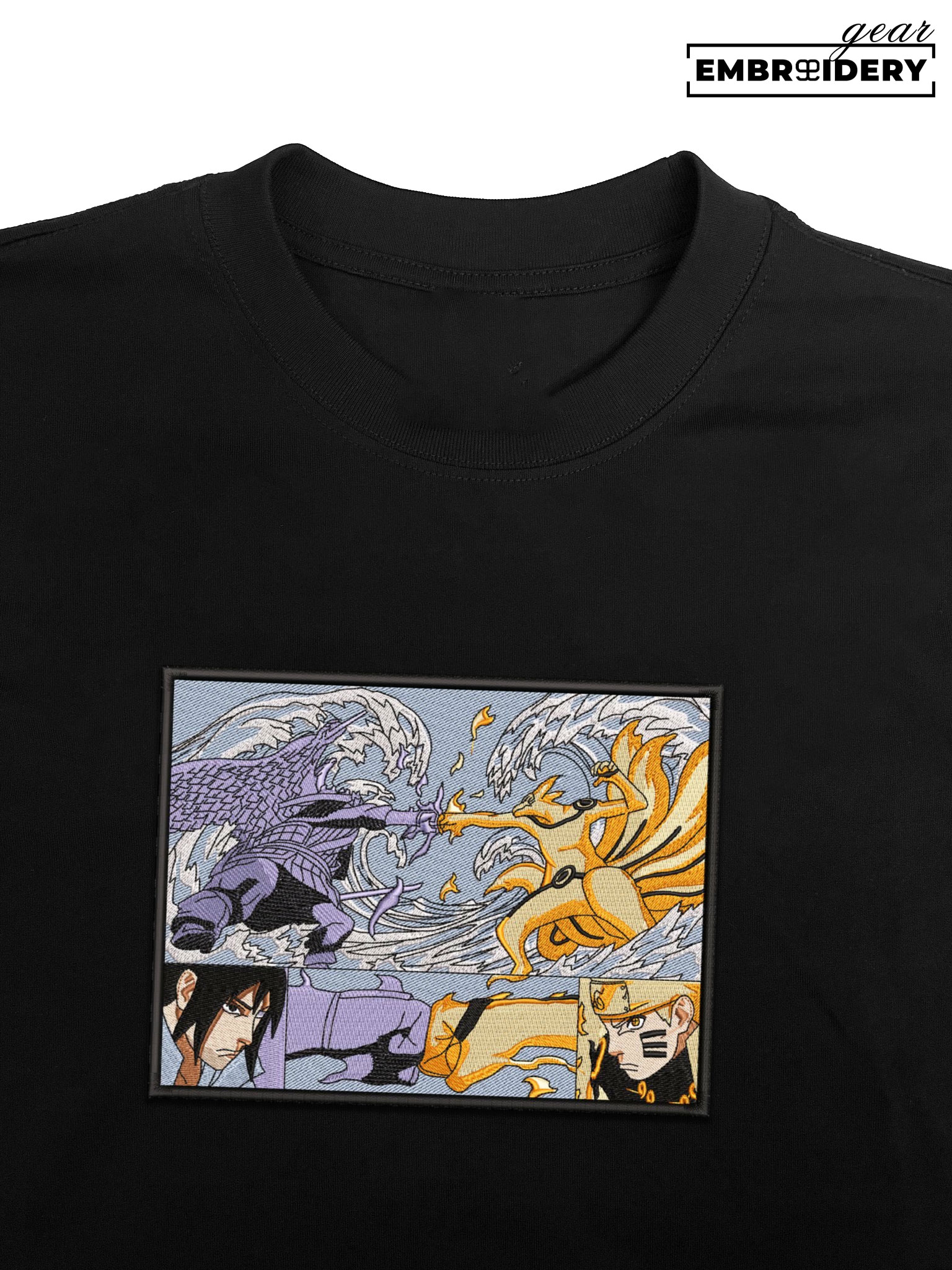 Naruto sasuke fight Naruto Anime Embroidered Design Personalized Embroidered T Shirt Sweatshirt Hoodie Clothing NRT168