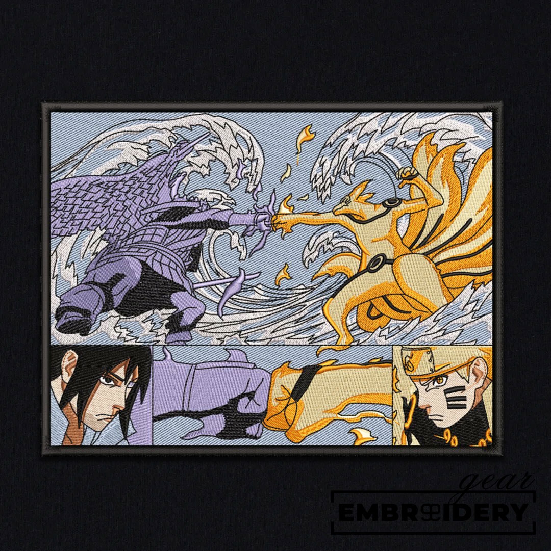 Naruto sasuke fight Naruto Anime Embroidered Design Personalized Embroidered T Shirt Sweatshirt Hoodie Clothing NRT168