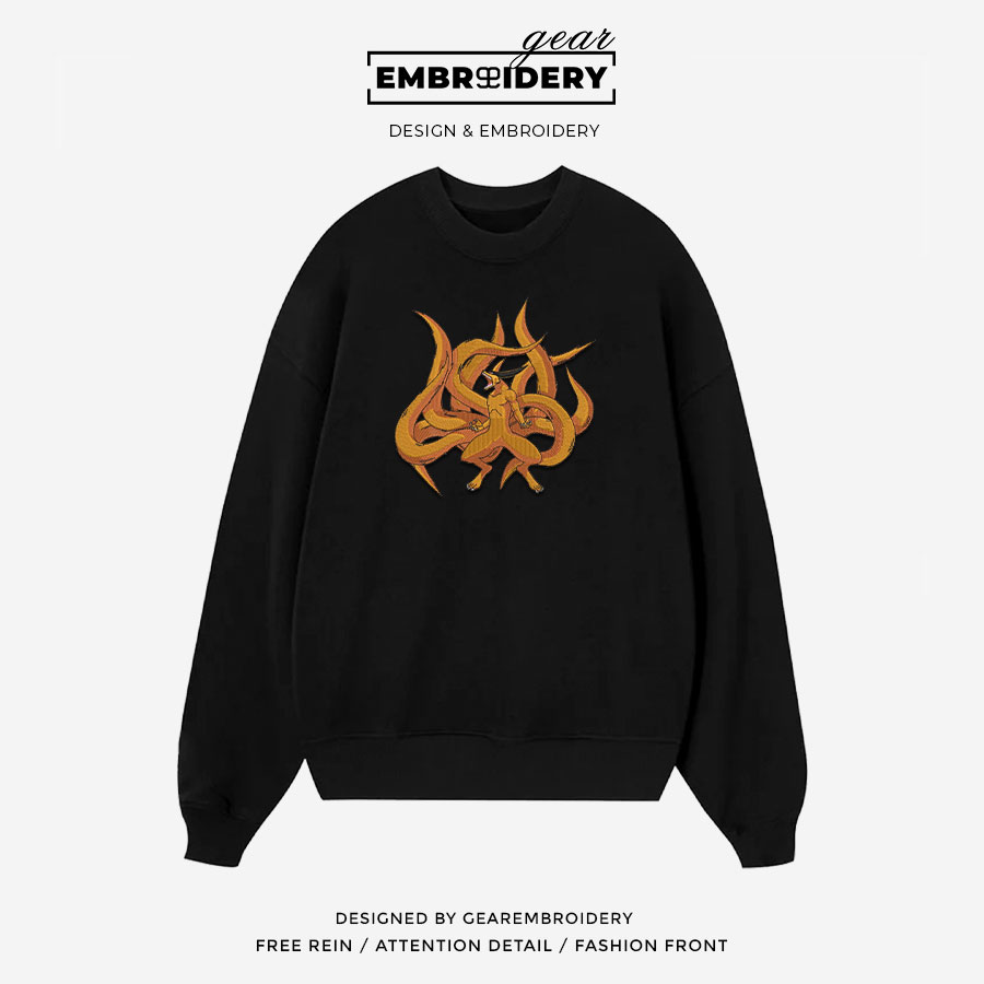 Kurama nine tails Naruto Anime Embroidered Design Personalized Embroidered T Shirt Sweatshirt Hoodie Clothing NRT118