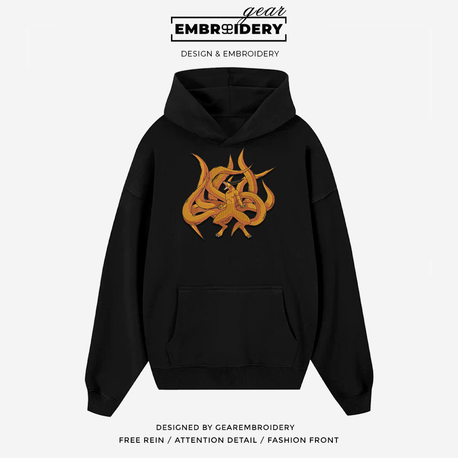Kurama nine tails Naruto Anime Embroidered Design Personalized Embroidered T Shirt Sweatshirt Hoodie Clothing NRT118