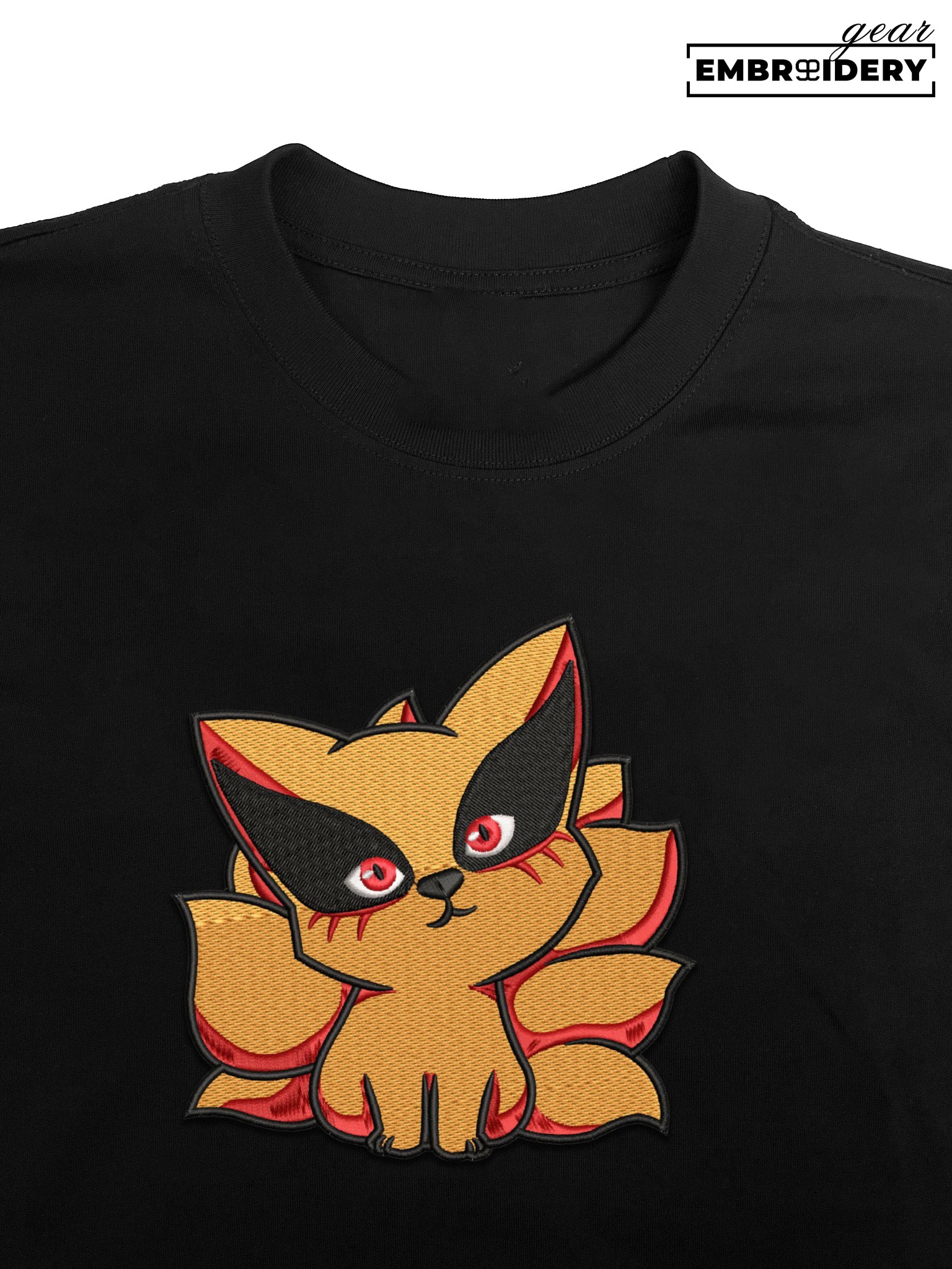 Kurama chibi Naruto Anime Embroidered Design Personalized Embroidered T Shirt Sweatshirt Hoodie Clothing NRT117