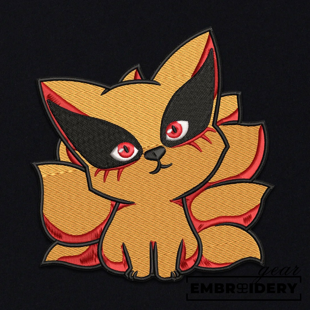 Kurama chibi Naruto Anime Embroidered Design Personalized Embroidered T Shirt Sweatshirt Hoodie Clothing NRT117