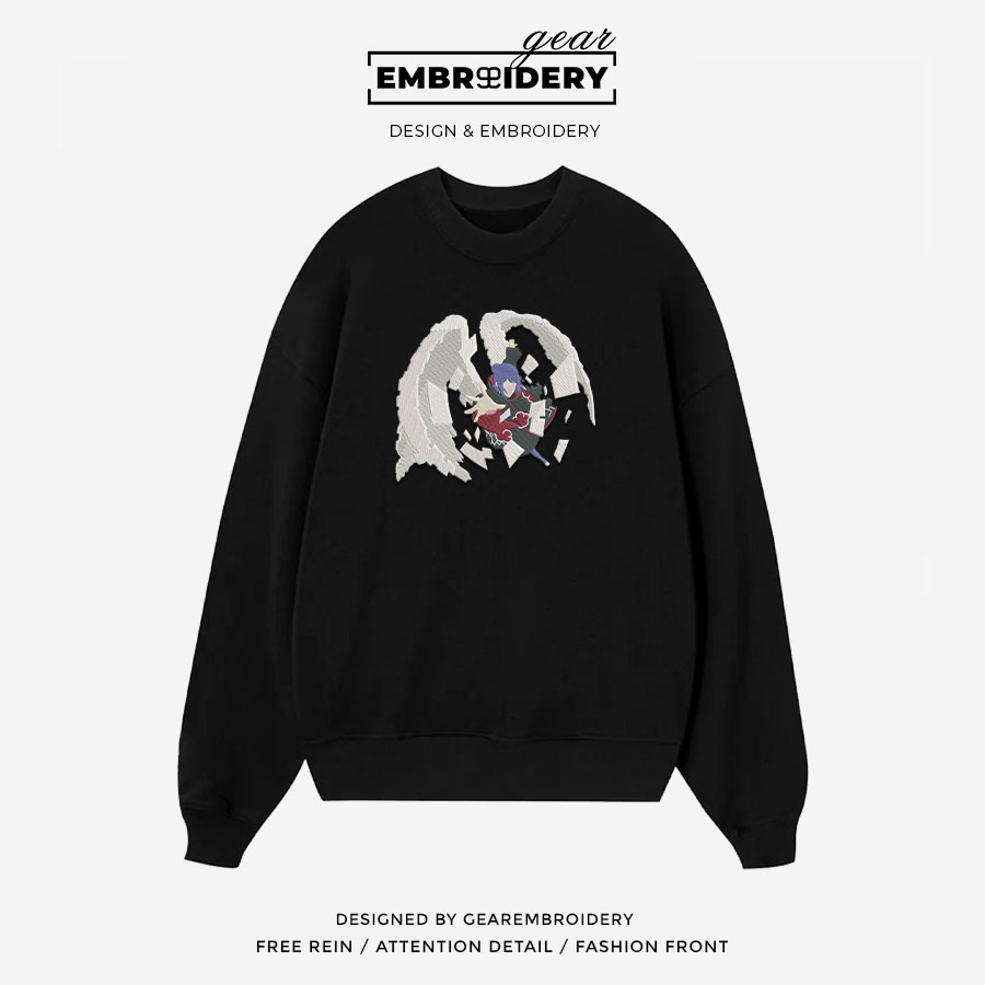 Konan wings Naruto Anime Embroidered Design Personalized Embroidered T Shirt Sweatshirt Hoodie Clothing NRT116