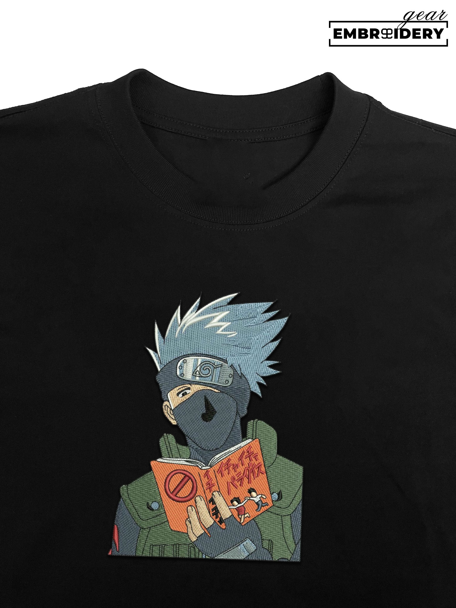 Kakashi reading Naruto Anime Embroidered Design Personalized Embroidered T Shirt Sweatshirt Hoodie Clothing NRT100