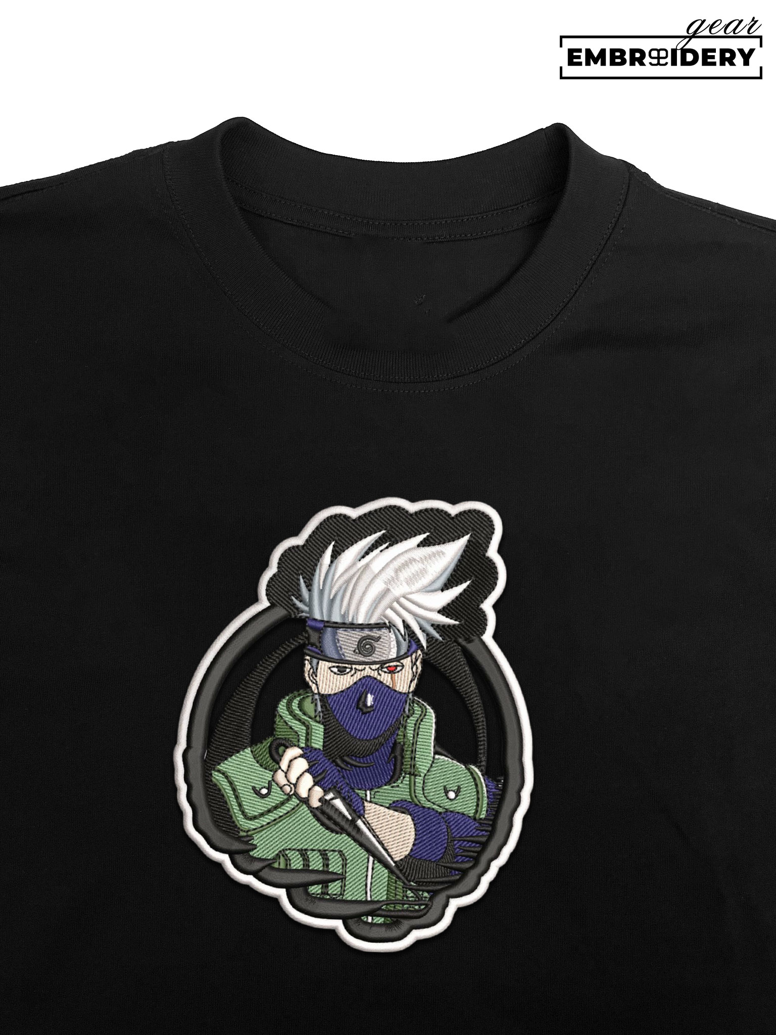 Kakashi hatake Naruto Anime Embroidered Design Personalized Embroidered T Shirt Sweatshirt Hoodie Clothing NRT097