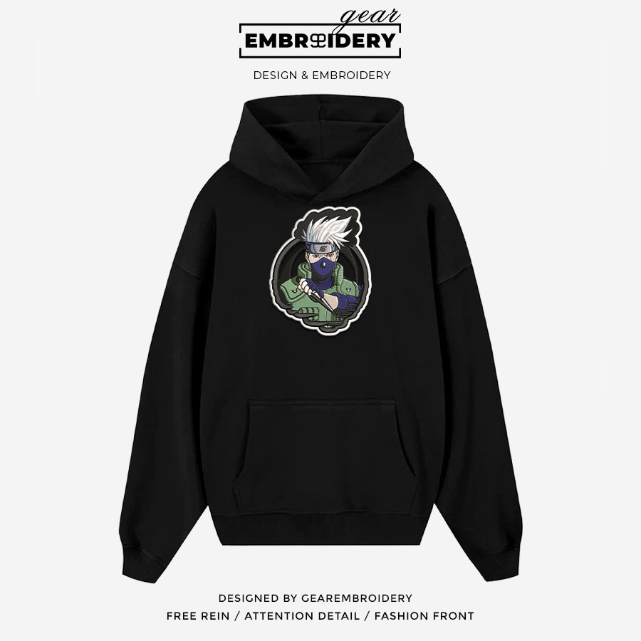 Kakashi hatake Naruto Anime Embroidered Design Personalized Embroidered T Shirt Sweatshirt Hoodie Clothing NRT097