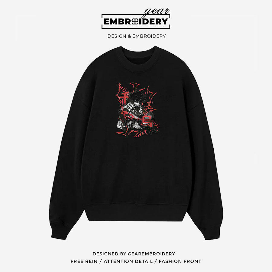 Kakashi hatake Naruto Anime Embroidered Design Personalized Embroidered T Shirt Sweatshirt Hoodie Clothing NRT095