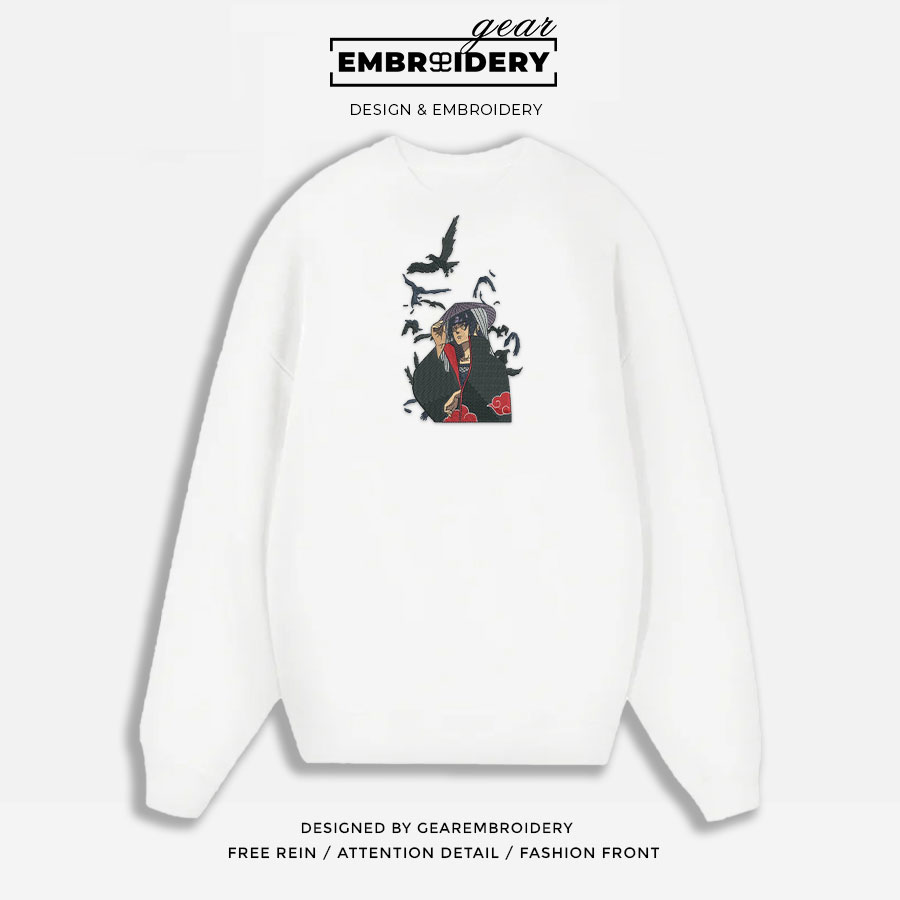 Itachi uchiha Naruto Anime Embroidered Design Personalized Embroidered T Shirt Sweatshirt Hoodie Clothing NRT066