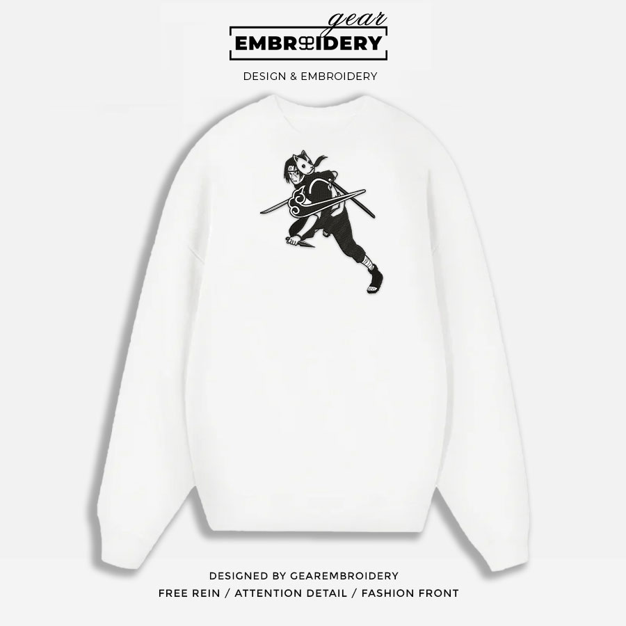 Itachi uchiha Naruto Anime Embroidered Design Personalized Embroidered T Shirt Sweatshirt Hoodie Clothing NRT067