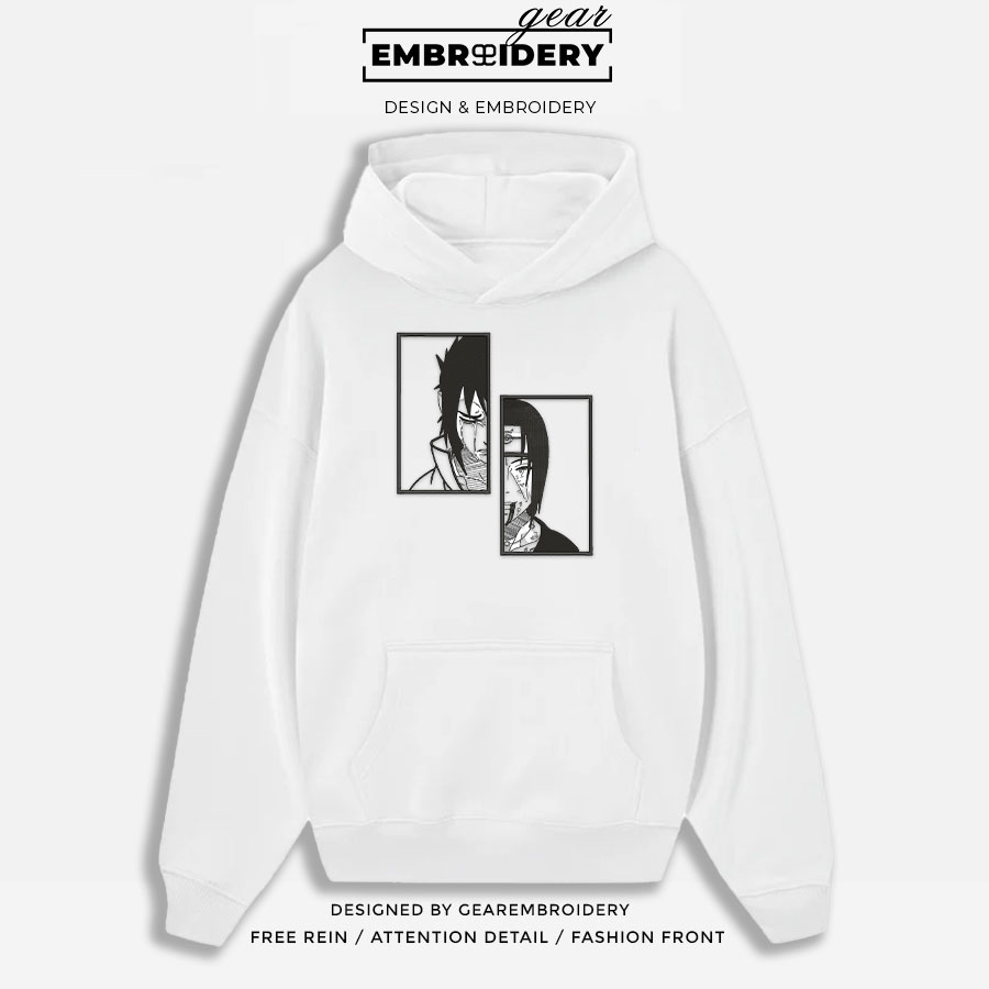 Itachi x sasuke Naruto Anime Embroidered Design Personalized Embroidered T Shirt Sweatshirt Hoodie Clothing NRT073