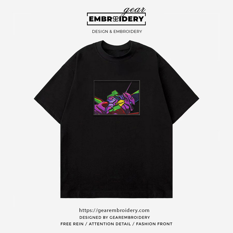 Eva 01 Neon Genesis Evangelion Anime Embroidered Design Personalized Embroidered T Shirt Sweatshirt Hoodie Clothing NGE007