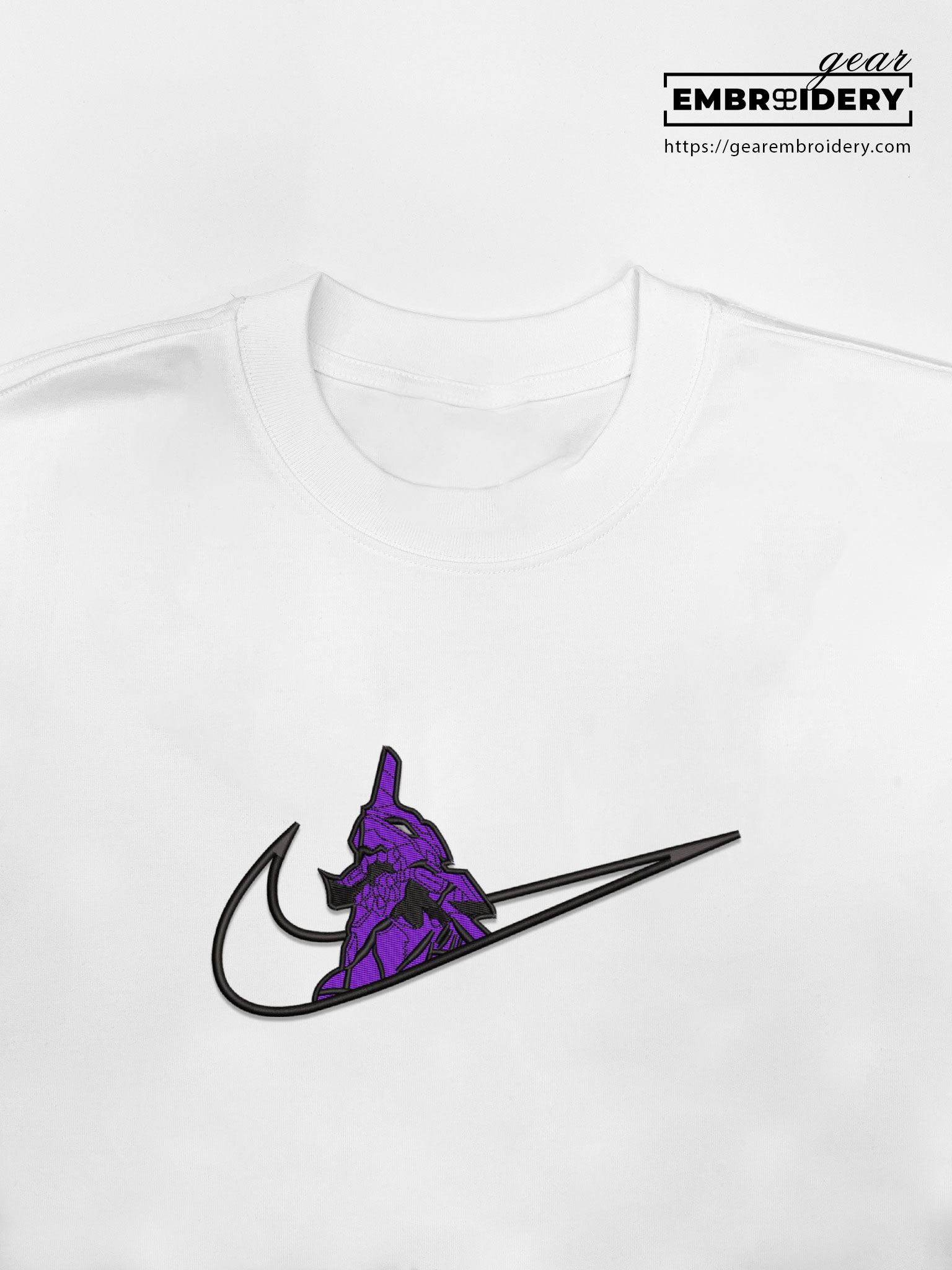 Eva 01 swoosh nike Neon Genesis Evangelion Anime Embroidered Design Personalized Embroidered T Shirt Sweatshirt Hoodie Clothing NGE008
