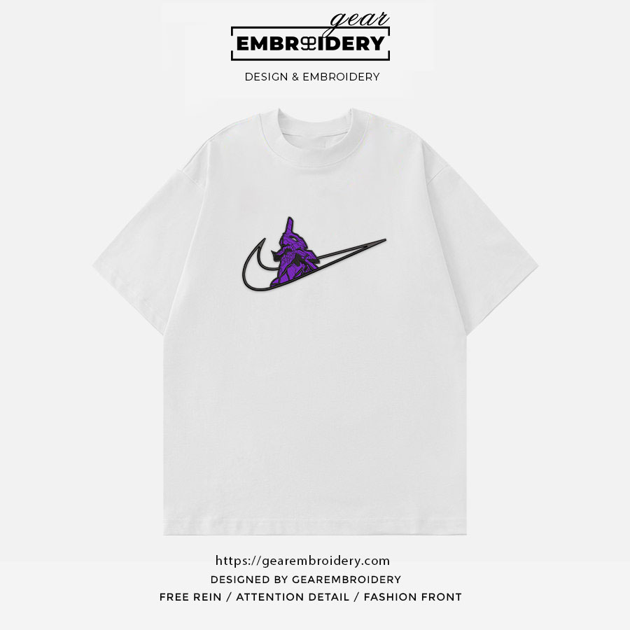 Eva 01 swoosh nike Neon Genesis Evangelion Anime Embroidered Design Personalized Embroidered T Shirt Sweatshirt Hoodie Clothing NGE008