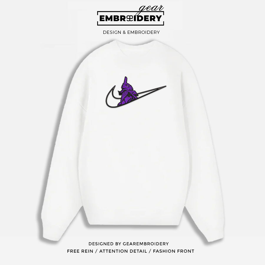 Eva 01 swoosh nike Neon Genesis Evangelion Anime Embroidered Design Personalized Embroidered T Shirt Sweatshirt Hoodie Clothing NGE008