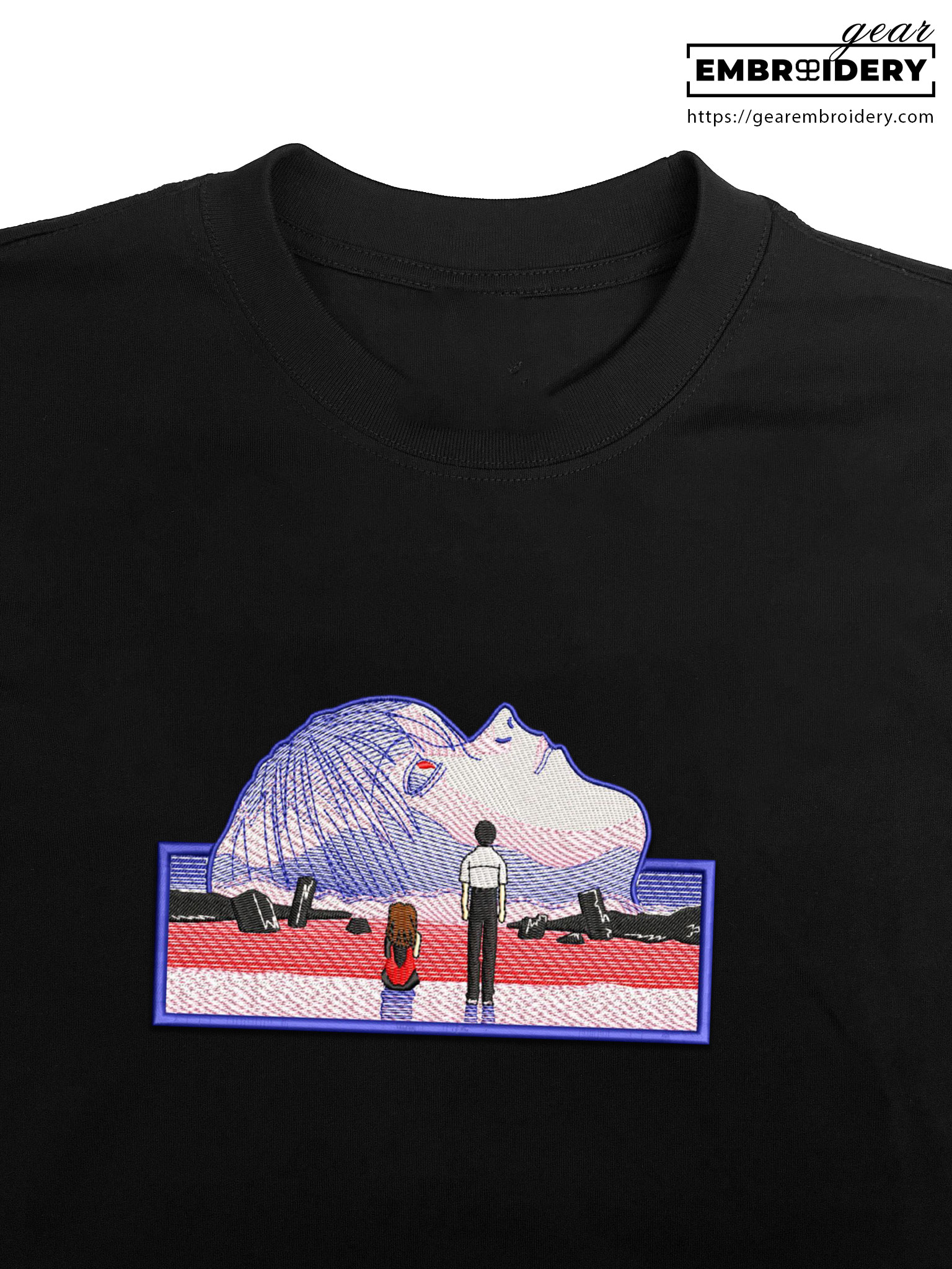 Evangelion Neon Genesis Evangelion Anime Embroidered Design Personalized Embroidered T Shirt Sweatshirt Hoodie Clothing NGE009