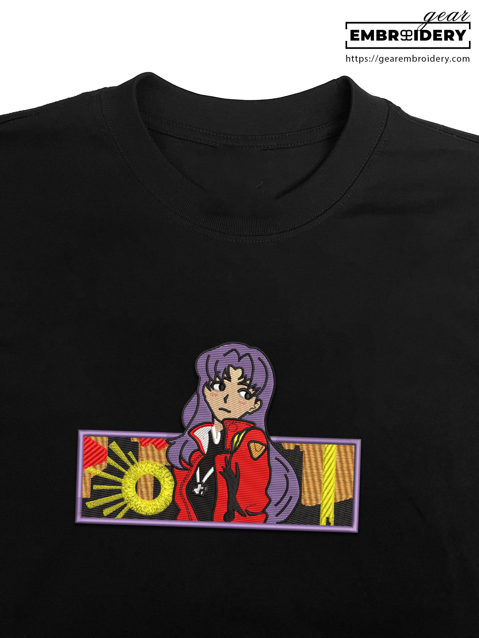 Misato Katsuragi Neon Genesis Evangelion Anime Embroidered Design Personalized Embroidered T Shirt Sweatshirt Hoodie Clothing NGE011