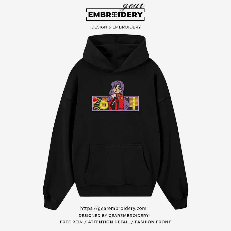 Misato Katsuragi Neon Genesis Evangelion Anime Embroidered Design Personalized Embroidered T Shirt Sweatshirt Hoodie Clothing NGE011