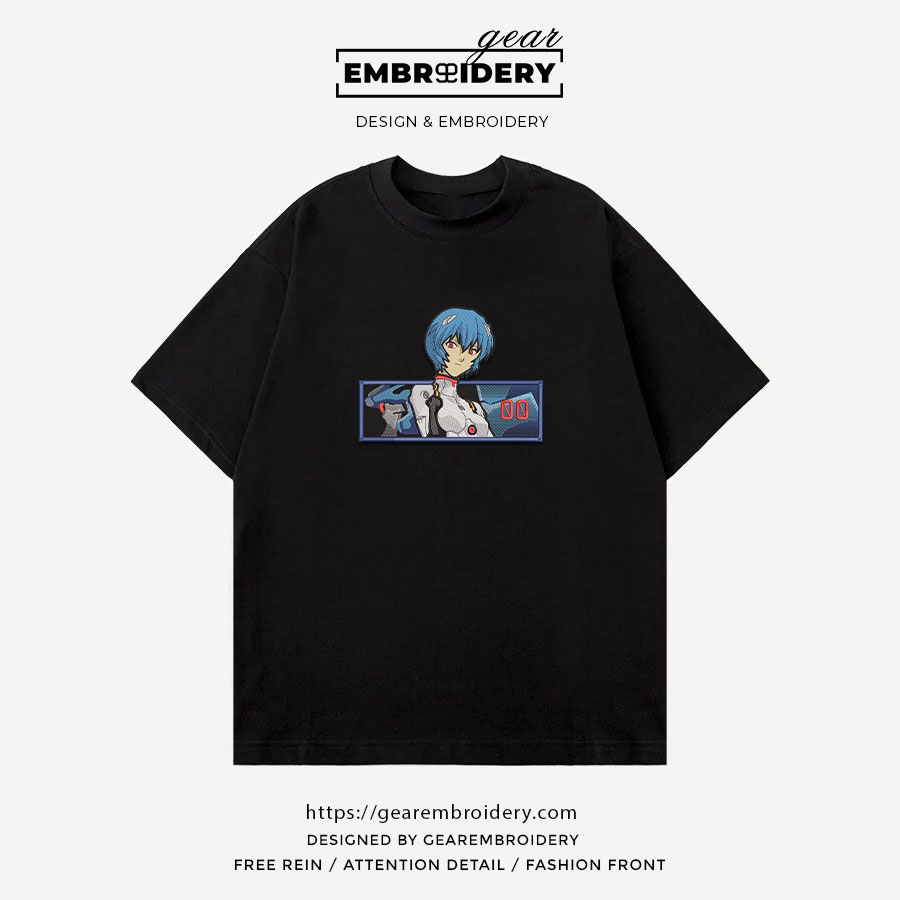 Rei Ayanami Neon Genesis Evangelion Anime Embroidered Design Personalized Embroidered T Shirt Sweatshirt Hoodie Clothing NGE013