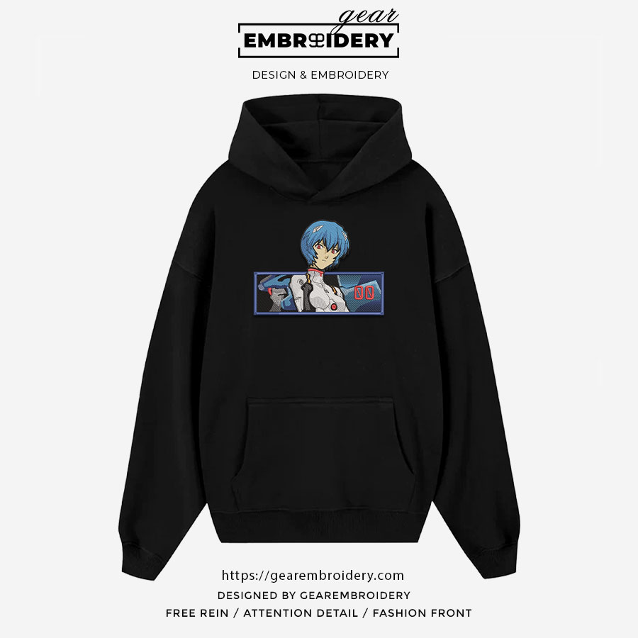 Rei Ayanami Neon Genesis Evangelion Anime Embroidered Design Personalized Embroidered T Shirt Sweatshirt Hoodie Clothing NGE013