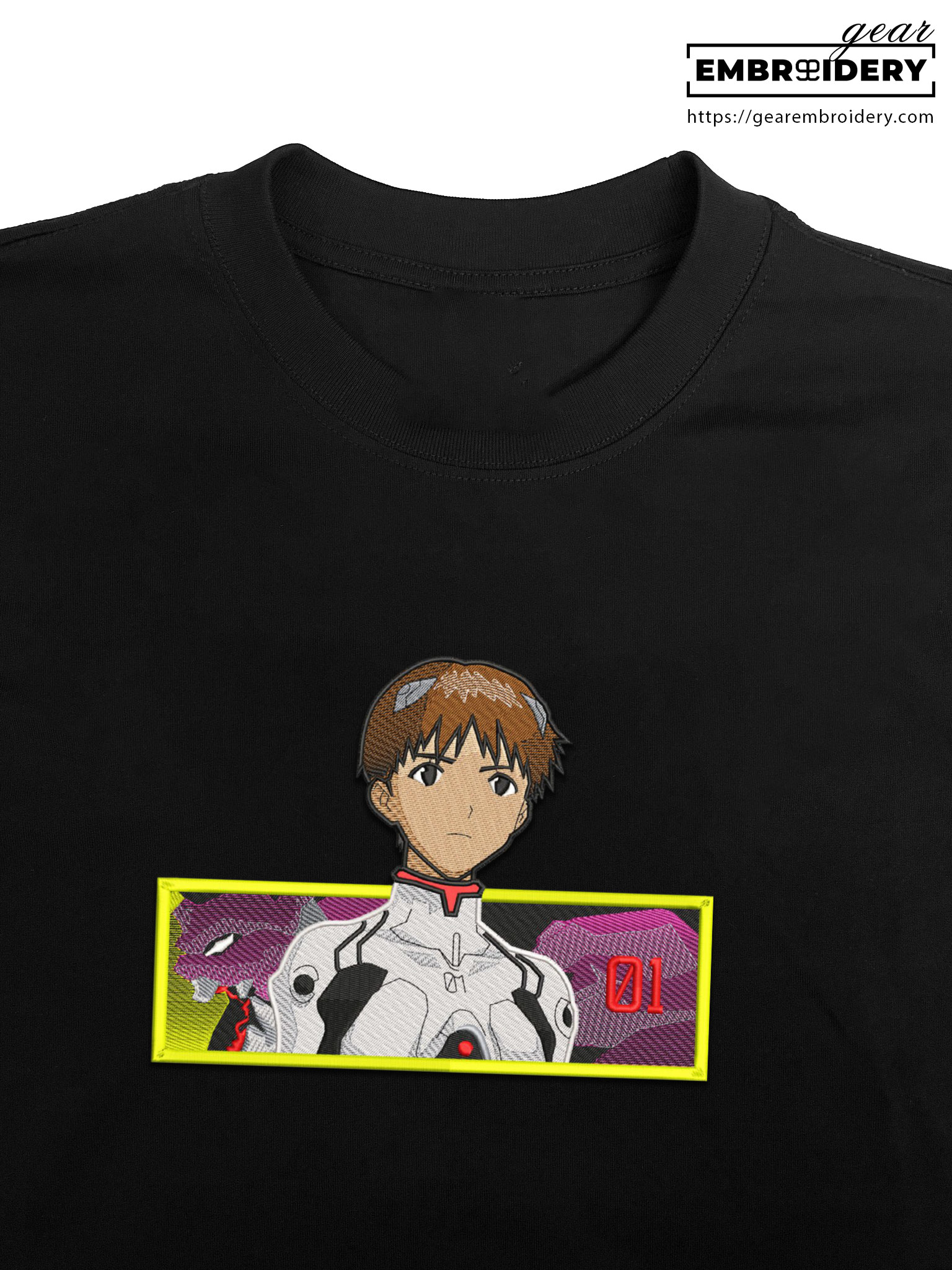 Shinji Neon Genesis Evangelion Anime Embroidered Design Personalized Embroidered T Shirt Sweatshirt Hoodie Clothing NGE015