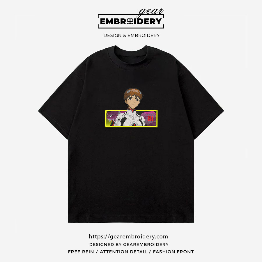 Shinji Neon Genesis Evangelion Anime Embroidered Design Personalized Embroidered T Shirt Sweatshirt Hoodie Clothing NGE015