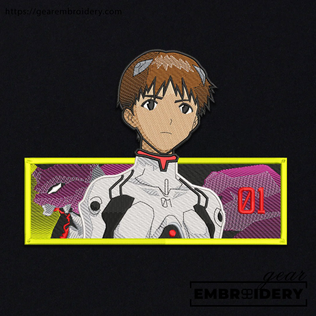 Shinji Neon Genesis Evangelion Anime Embroidered Design Personalized Embroidered T Shirt Sweatshirt Hoodie Clothing NGE015