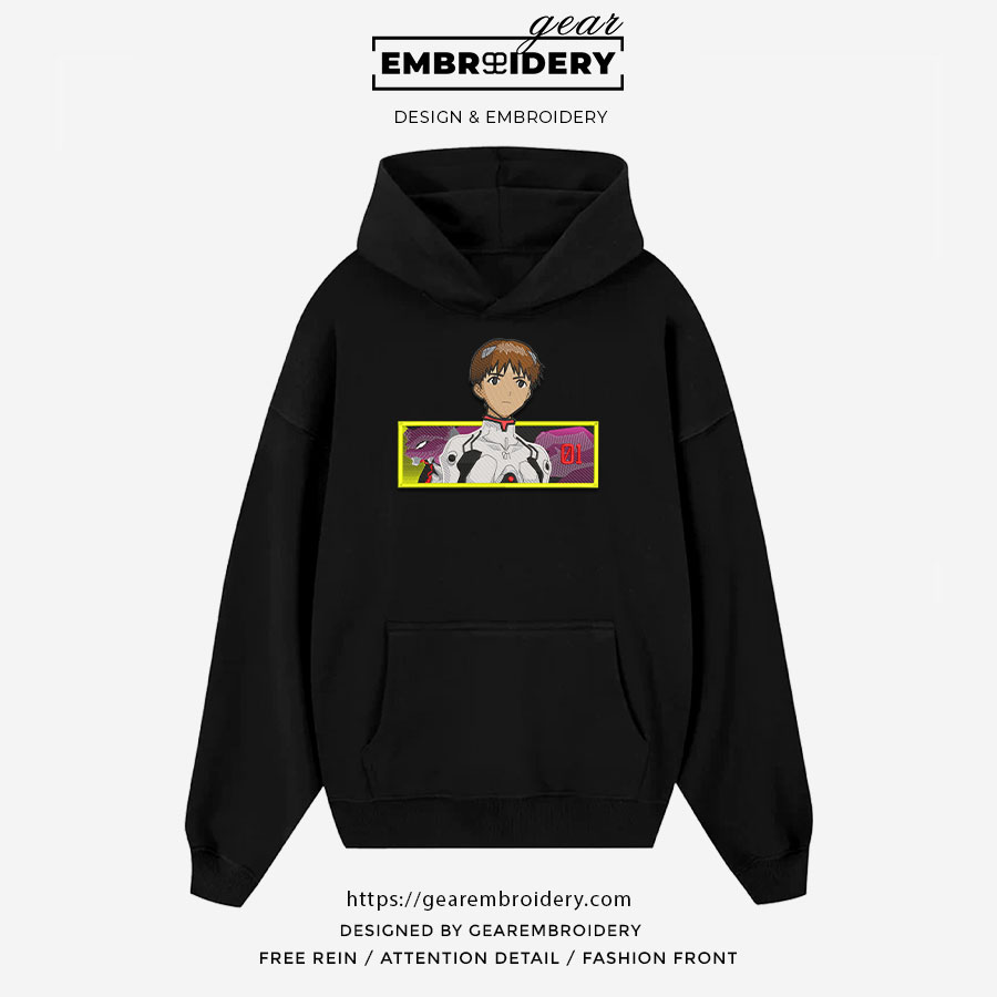 Shinji Neon Genesis Evangelion Anime Embroidered Design Personalized Embroidered T Shirt Sweatshirt Hoodie Clothing NGE015