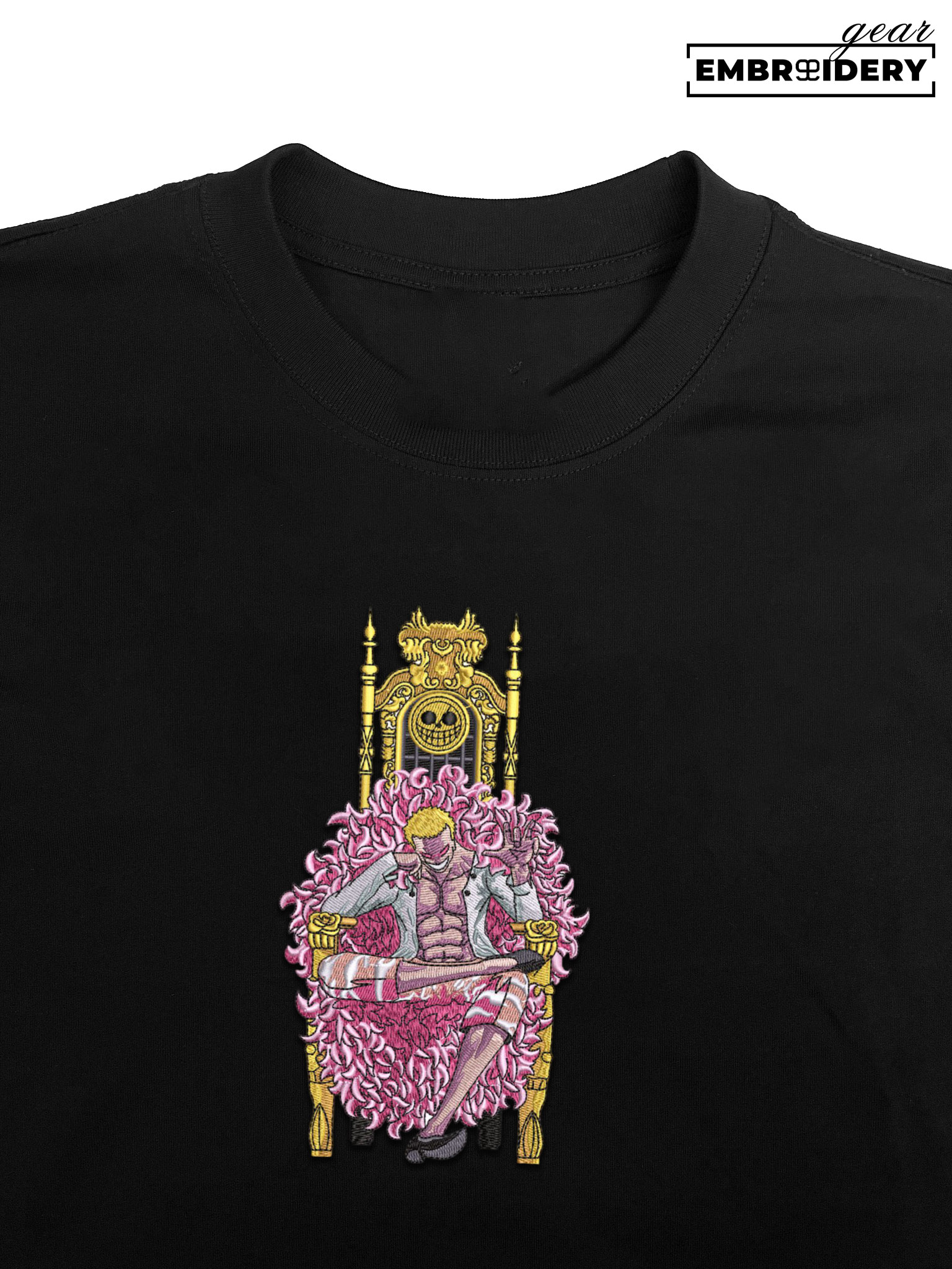 Doflamingo chair One Piece Embroidered Design Personalized Embroidered T Shirt Sweatshirt Hoodie Clothing OP0044