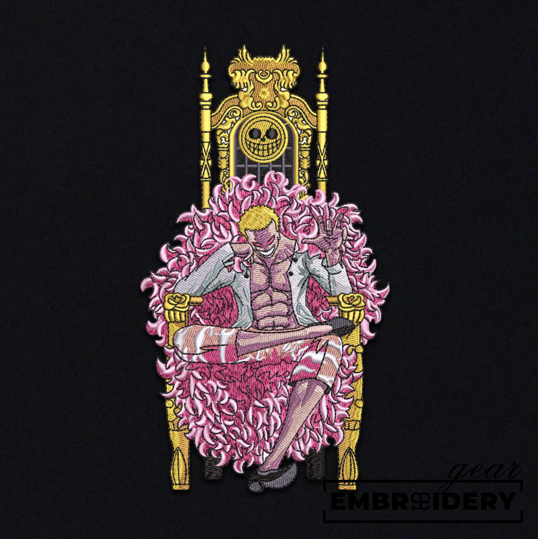 Doflamingo chair One Piece Embroidered Design Personalized Embroidered T Shirt Sweatshirt Hoodie Clothing OP0044