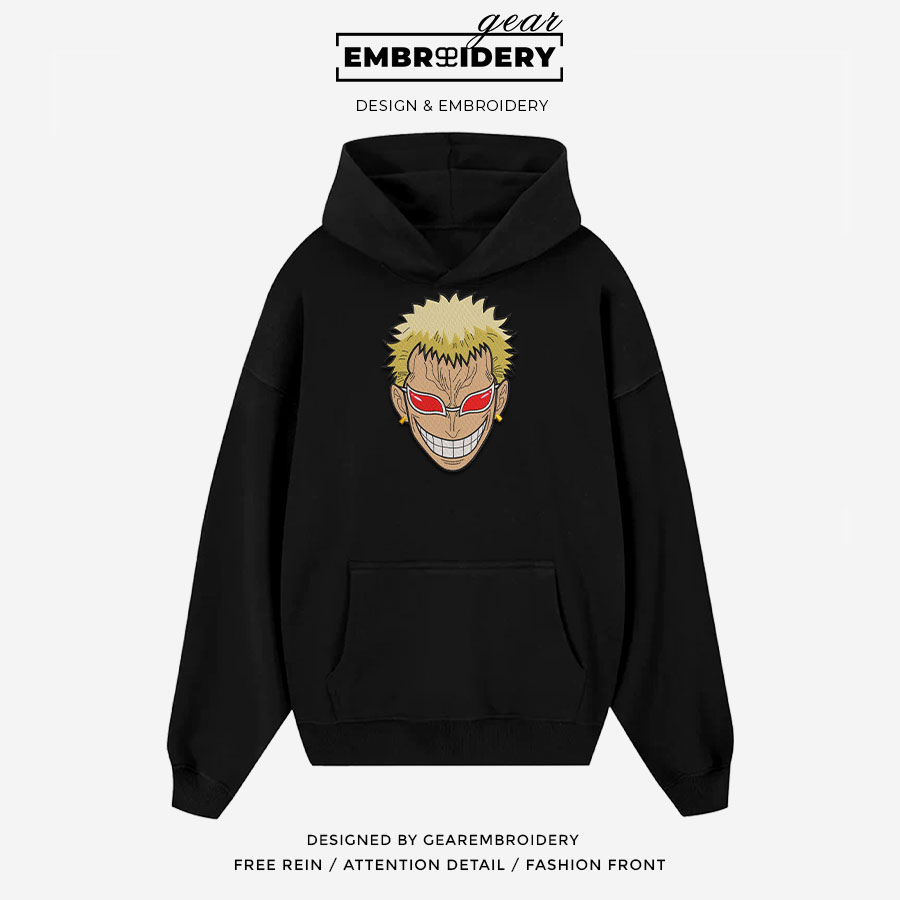 Doflamingo face One Piece Embroidered Design Personalized Embroidered T Shirt Sweatshirt Hoodie Clothing OP0047