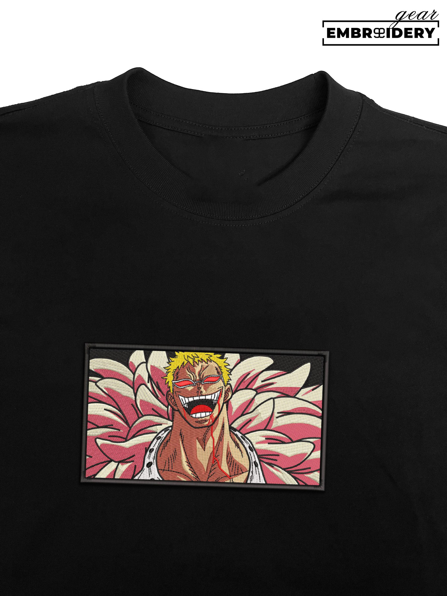 Doflamingo laugh One Piece Embroidered Design Personalized Embroidered T Shirt Sweatshirt Hoodie Clothing OP0048
