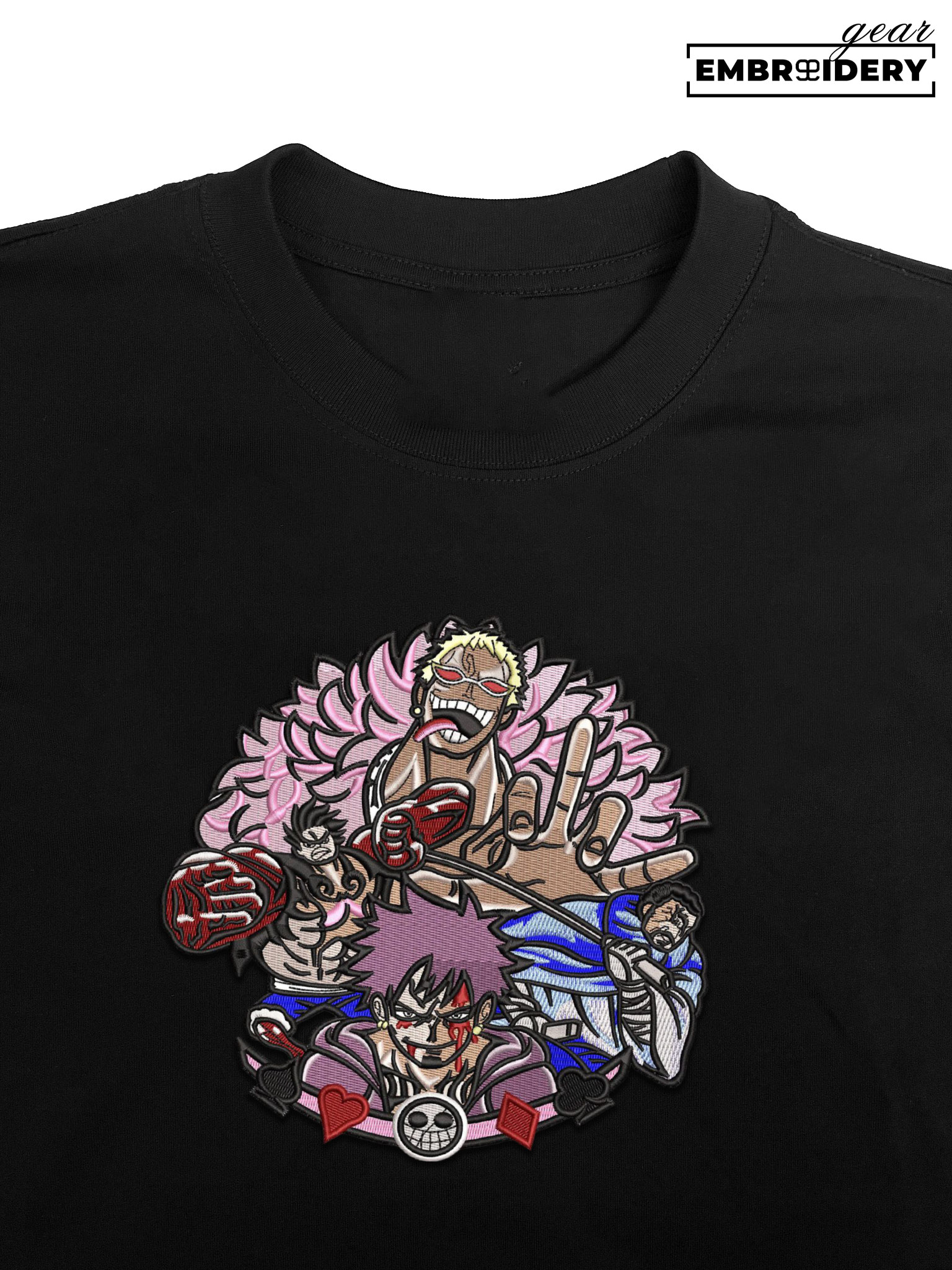Dressrosa Doflamingo characters One Piece Embroidered Design Personalized Embroidered T Shirt Sweatshirt Hoodie Clothing OP0055