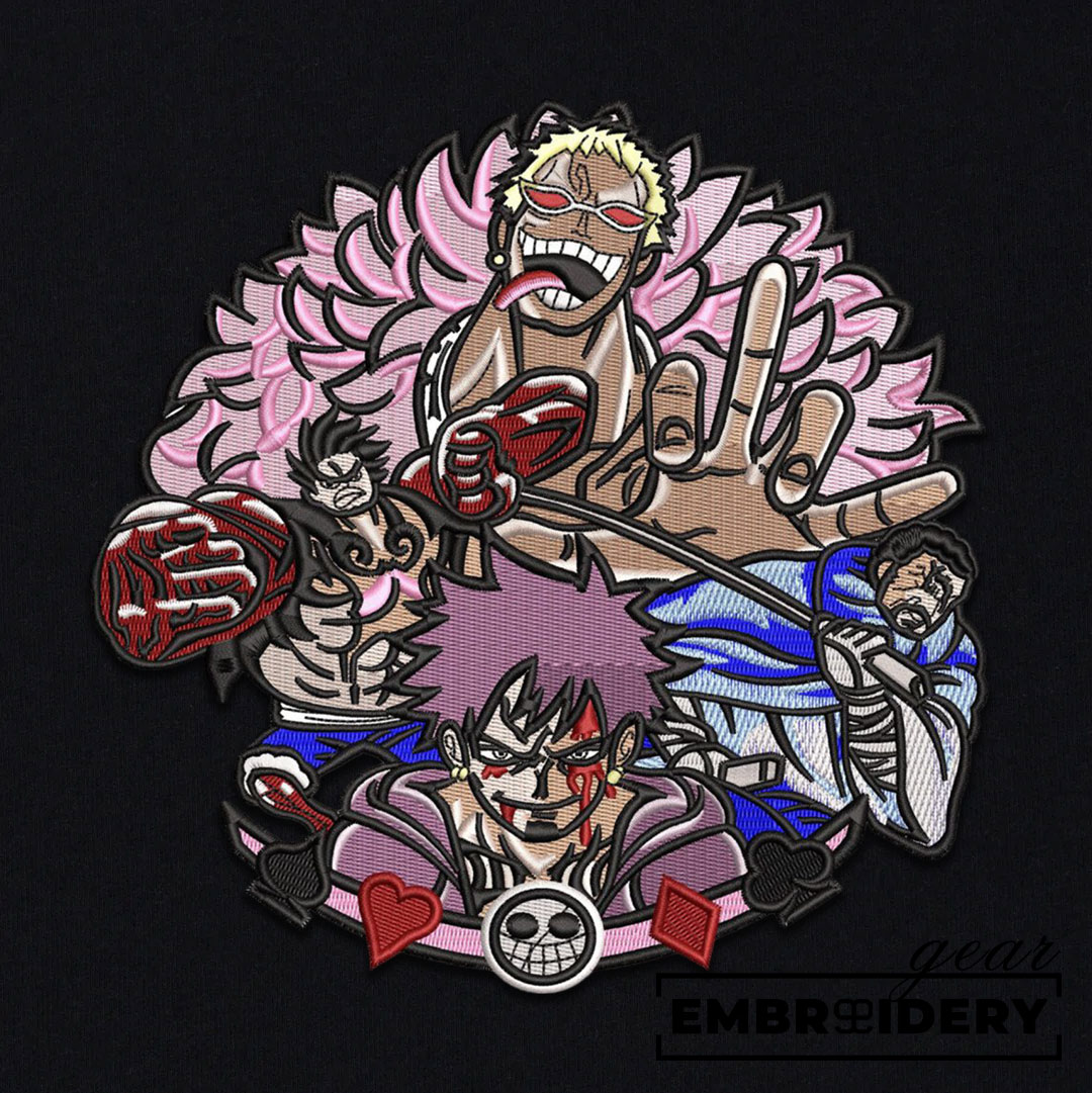Dressrosa Doflamingo characters One Piece Embroidered Design Personalized Embroidered T Shirt Sweatshirt Hoodie Clothing OP0055