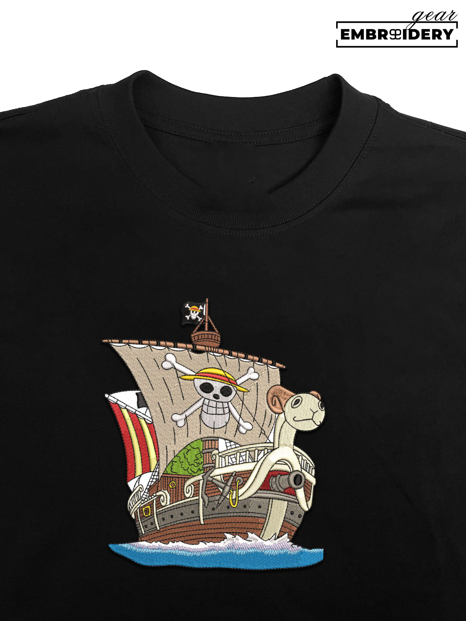 Going merry One Piece Embroidered Design Personalized Embroidered T Shirt Sweatshirt Hoodie Clothing OP0057