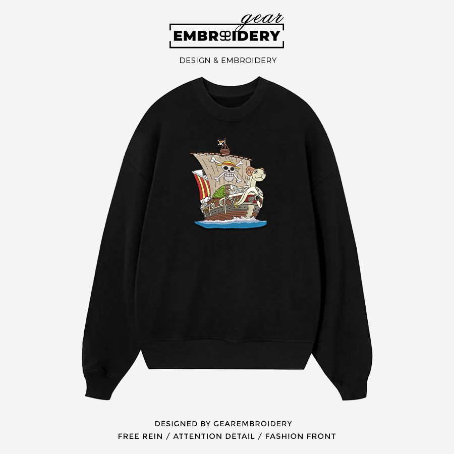 Going merry One Piece Embroidered Design Personalized Embroidered T Shirt Sweatshirt Hoodie Clothing OP0057